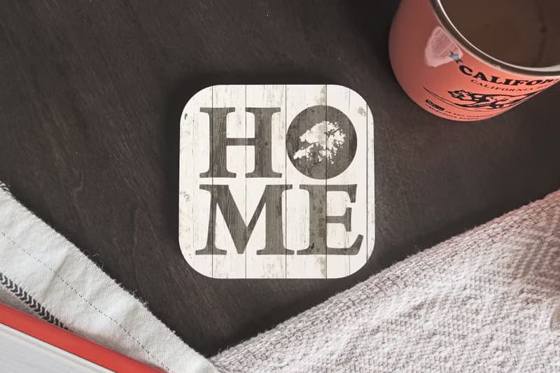 香港杯墊入厝禮物 | 木紋鄉村杯墊 | 香港地圖