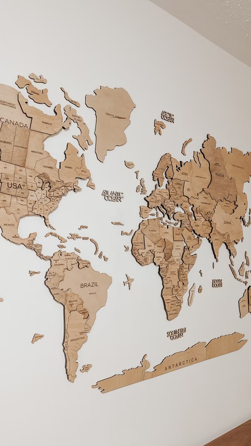 Home Wall Decor 3D World Map Wall Art First Home Gift by Enjoy The Wood