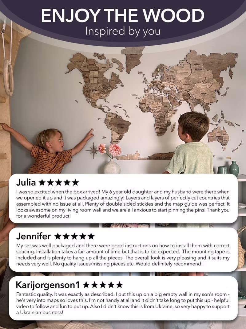 Home Wall Decor 3D World Map Wall Art First Home Gift by Enjoy The Wood
