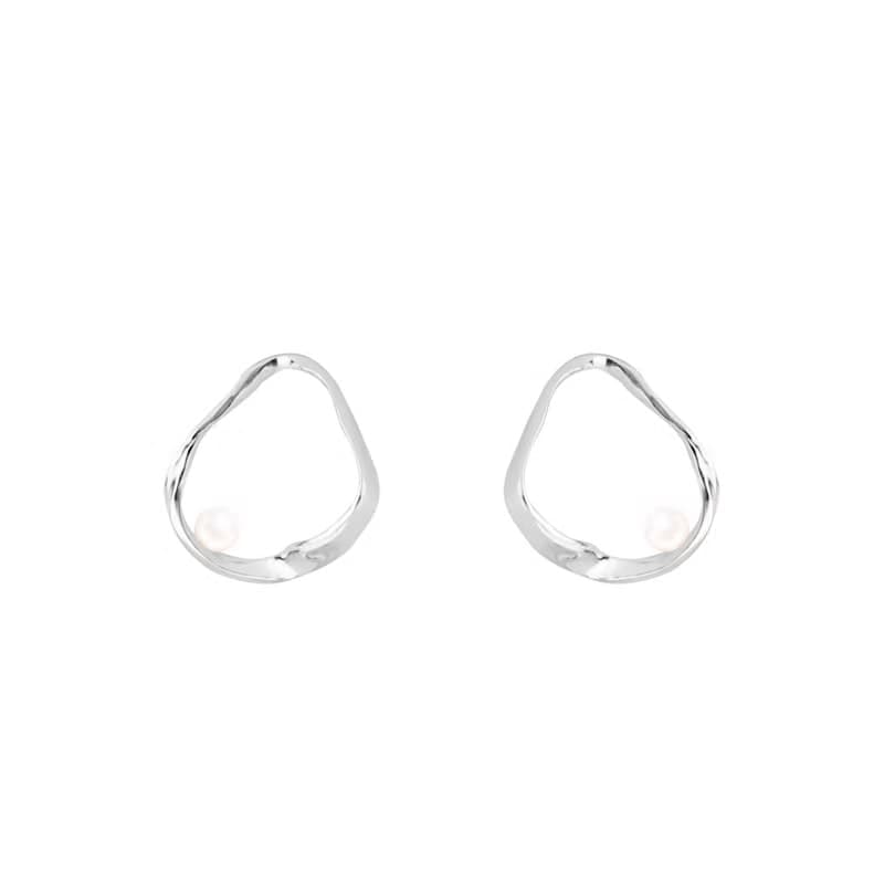 【送禮首選最佳禮物】純銀 鏤空絲帶 天然珍珠 耳環