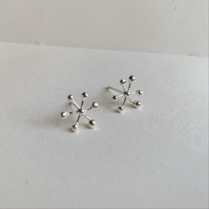 雪花豆豆耳環-一對