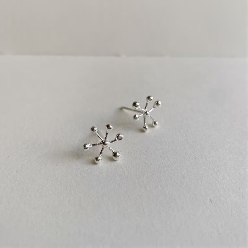 雪花豆豆耳環-一對