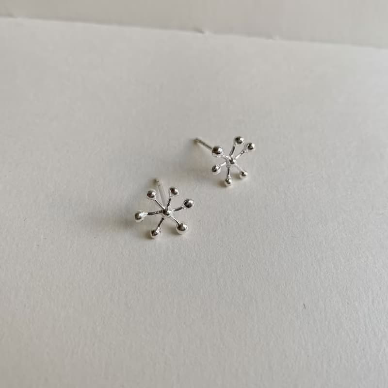 雪花豆豆耳環-一對