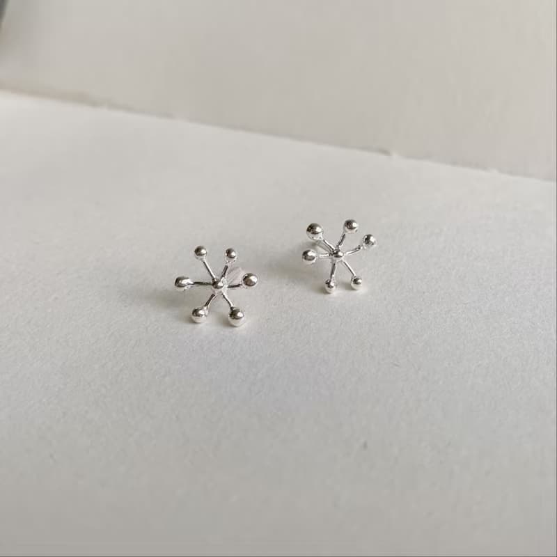 雪花豆豆耳環-一對