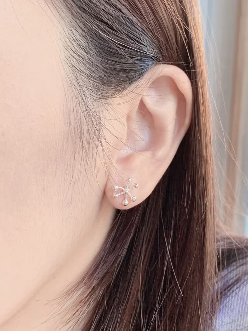 雪花豆豆耳環-一對