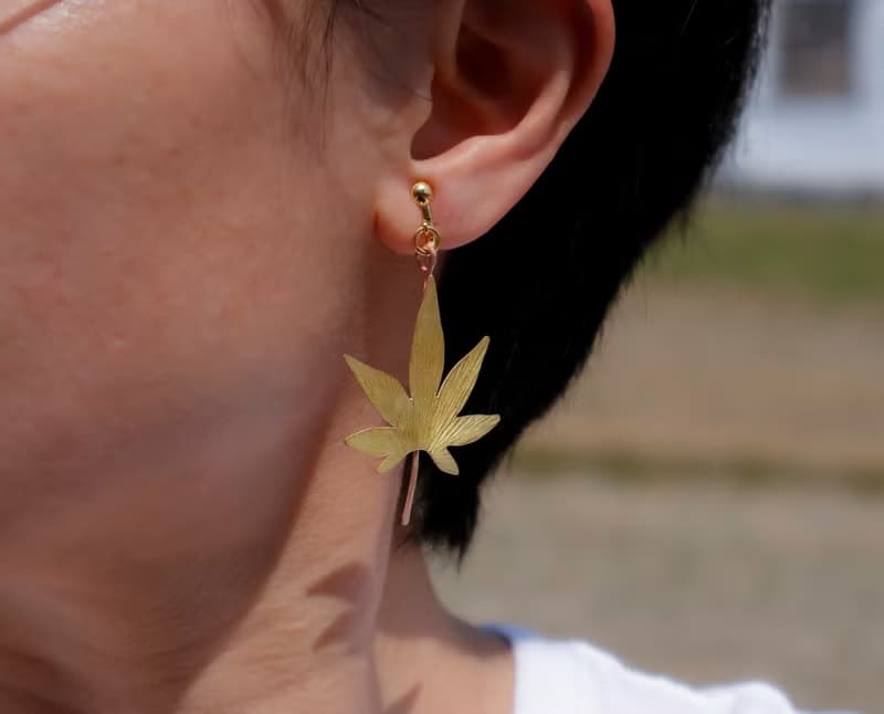 【訂製】七角楓葉耳環|耳夾|無耳洞|項鍊|黃銅|純手工|手作禮物