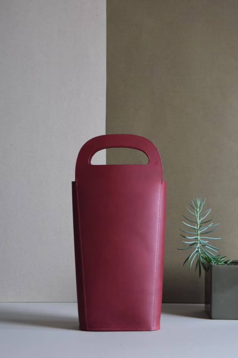 【雙瓶酒袋】植鞣皮革/ 生活用品/ 紅白酒瓶/ 黑色/酒紅色/黃棕色