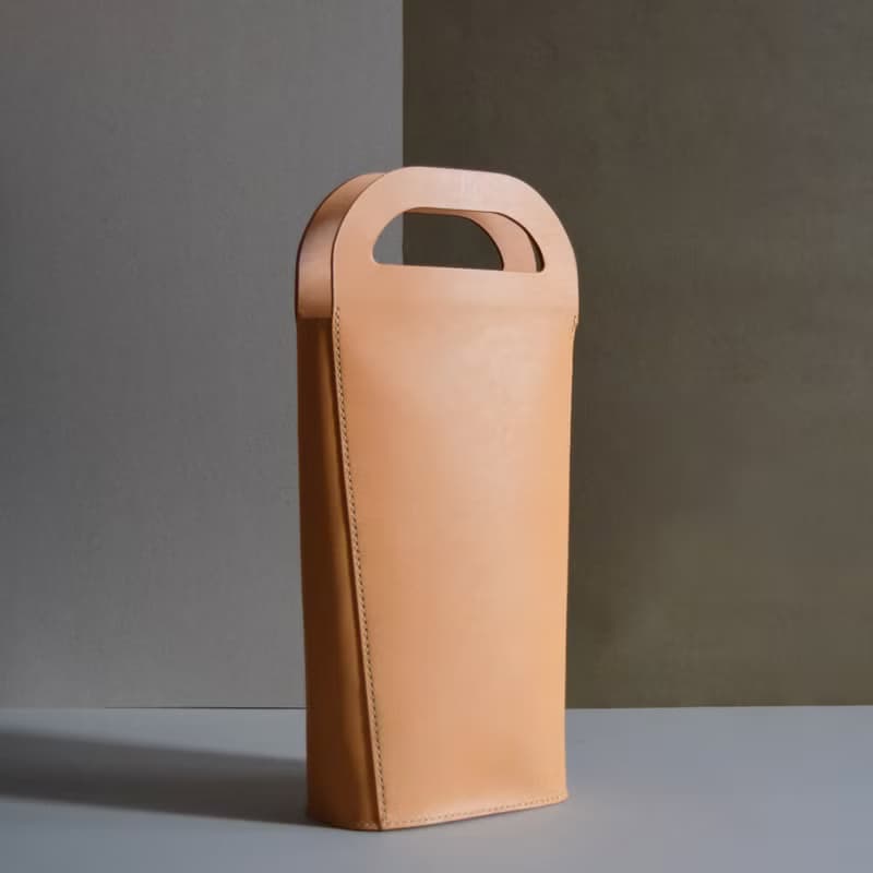 【雙瓶酒袋】植鞣皮革/ 生活用品/ 紅白酒瓶/ 黑色/酒紅色/黃棕色