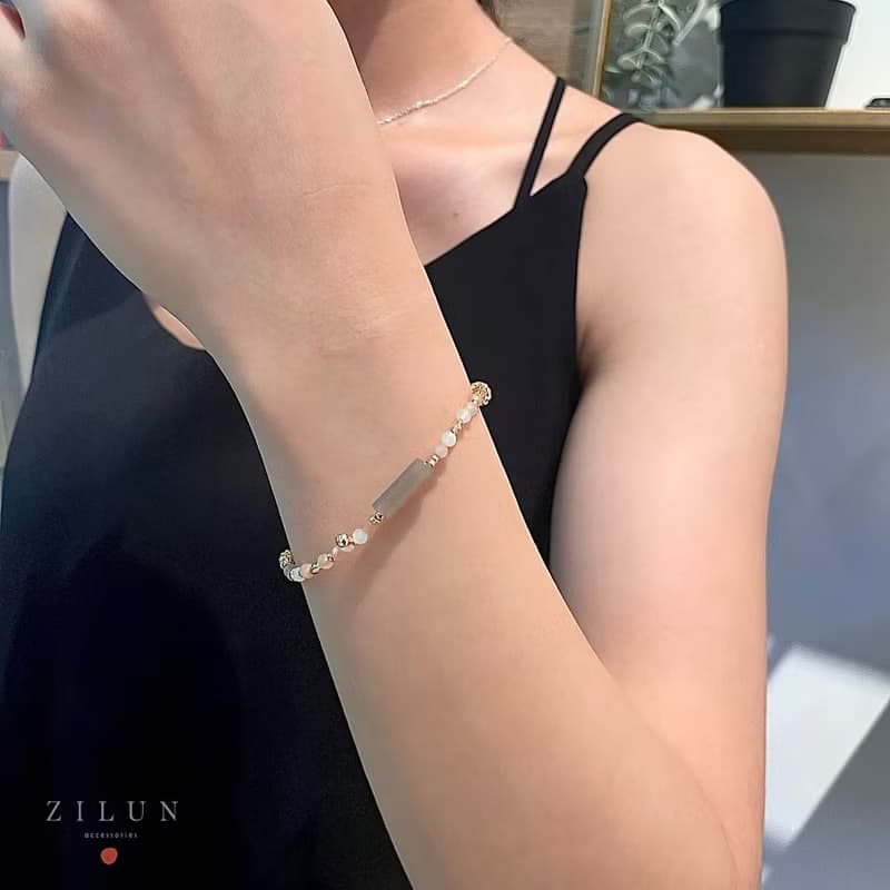 【九月】誕生石手鍊 • 大地金黃奇萊 成品&材料包 • 可碰水