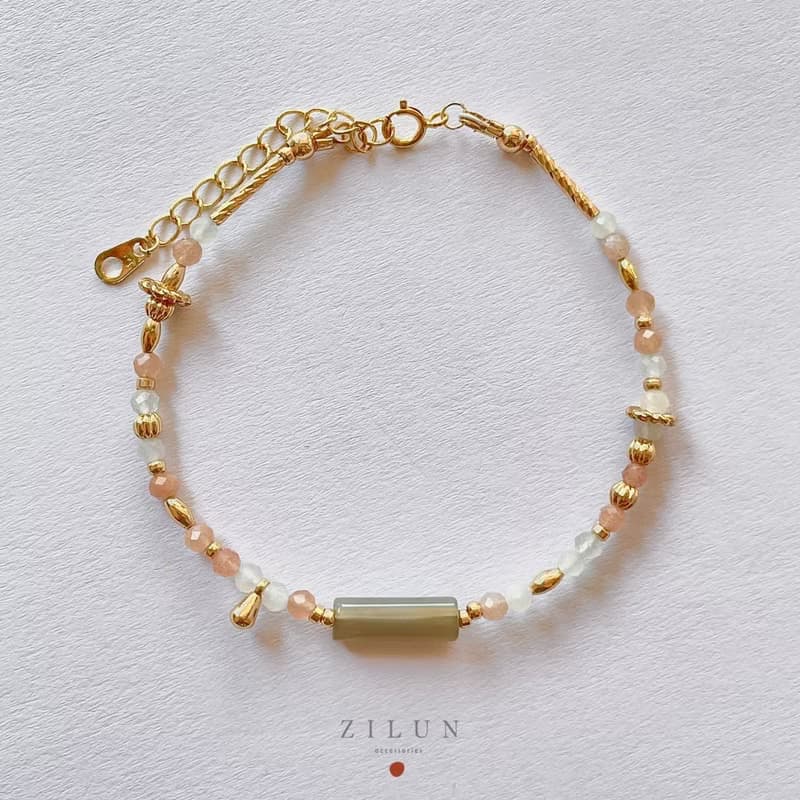 【九月】誕生石手鍊 • 大地金黃奇萊 成品&材料包 • 可碰水