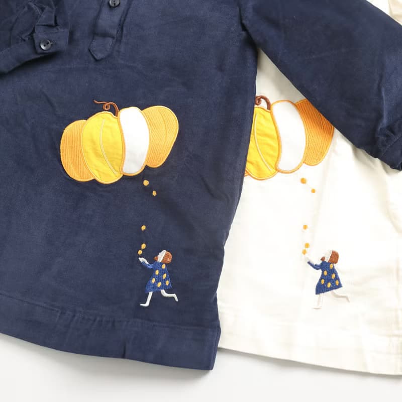 BIR童裝 | 簡約刺繡連身裙 (寶藍/白)
