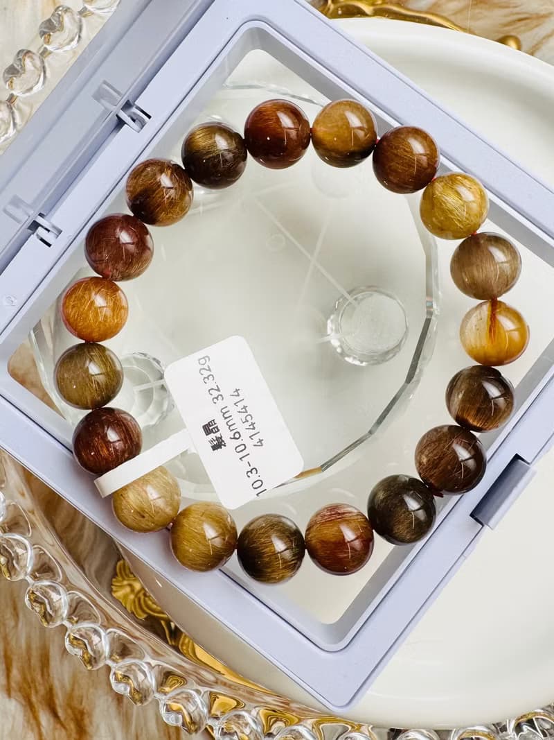 精品大地色拉絲順強光貓眼彩髮晶10.3-10.6mm32.32g正財偏財自信