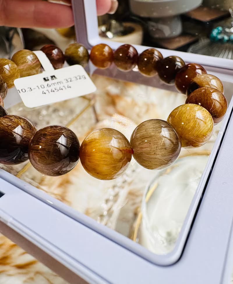 精品大地色拉絲順強光貓眼彩髮晶10.3-10.6mm32.32g正財偏財自信