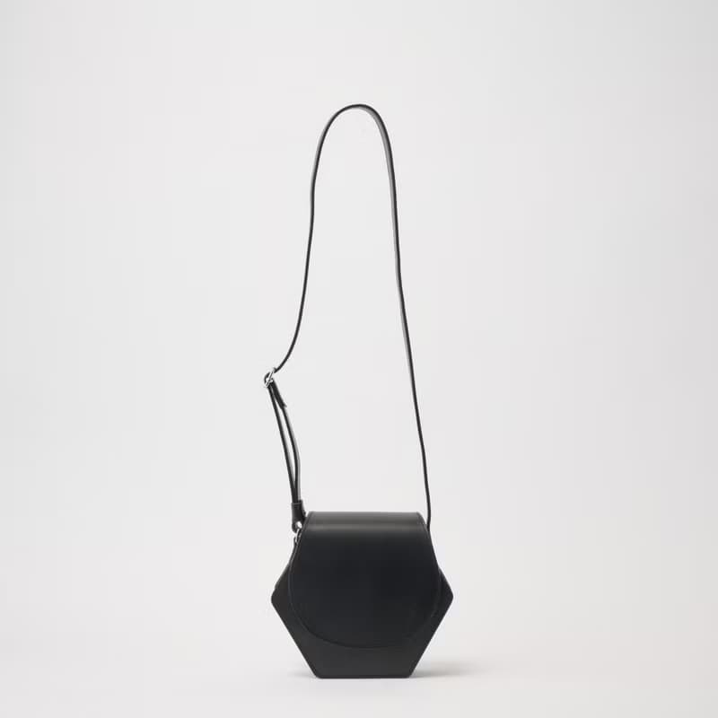 【leather shoulder hexa black】レザー/ショルダーバッグ/ハンドバッグ/六角形