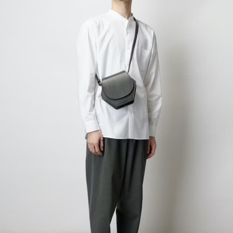 【leather shoulder hexa black】レザー/ショルダーバッグ/ハンドバッグ/六角形