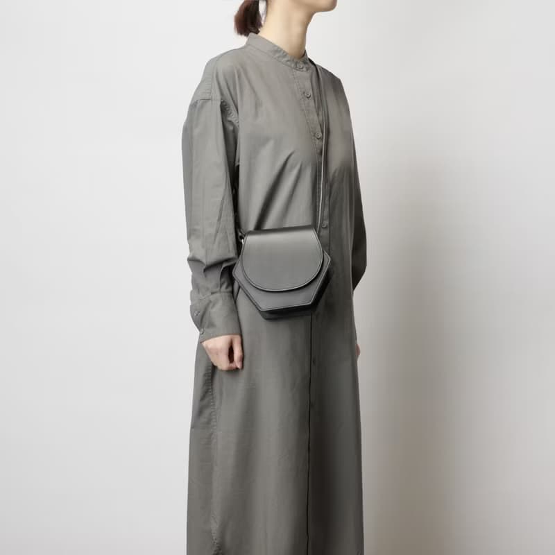 【leather shoulder hexa black】レザー/ショルダーバッグ/ハンドバッグ/六角形