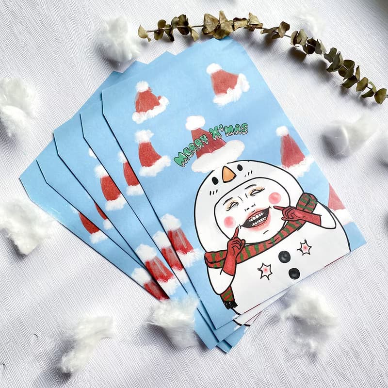 聖誕雪寶 / 中包裝袋 紙袋 信封 5入