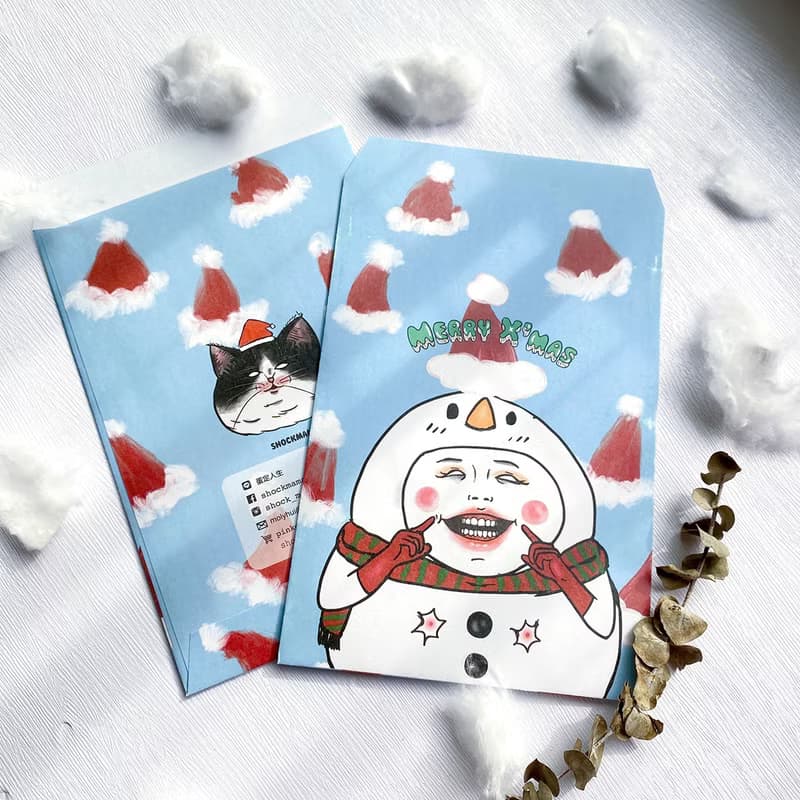 聖誕雪寶 / 中包裝袋 紙袋 信封 5入
