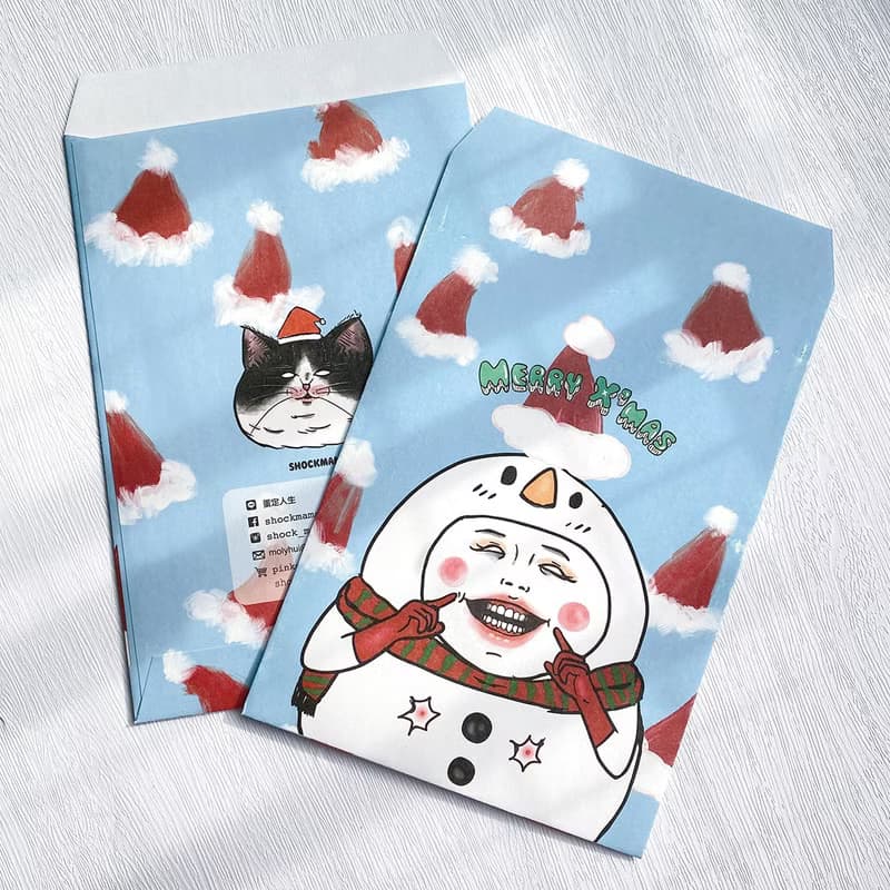 聖誕雪寶 / 中包裝袋 紙袋 信封 5入