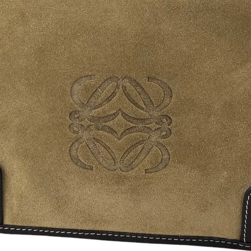 【 日本直送　名牌中古包 】LOEWE ロエベ ショルダーバッグ ベージュ アナグラム スエード フラップ ワンショルダーバッグ vintage htuiwy