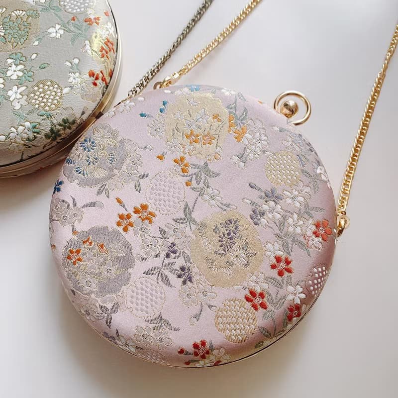 粉紅石榴花小圓包 - 可手拿 / 斜揹/ 婚禮姊妹禮物