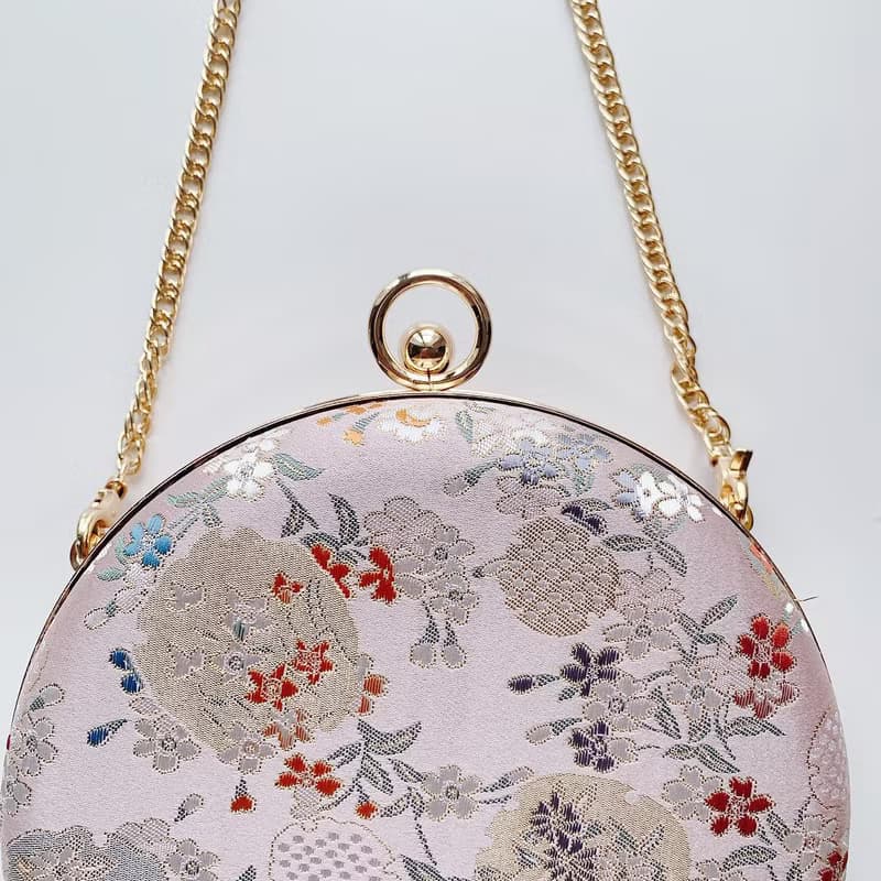 粉紅石榴花小圓包 - 可手拿 / 斜揹/ 婚禮姊妹禮物