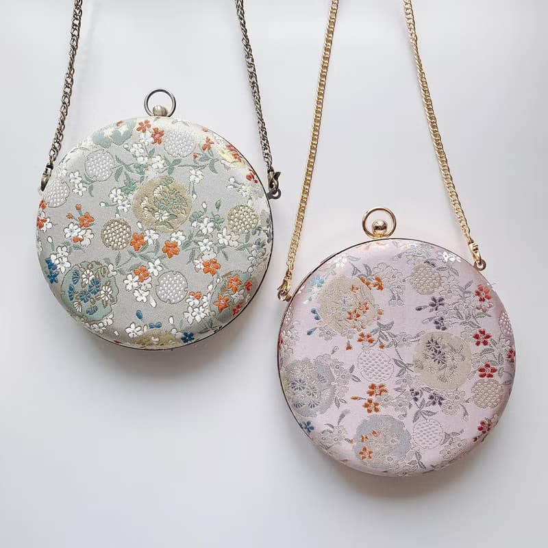 粉紅石榴花小圓包 - 可手拿 / 斜揹/ 婚禮姊妹禮物