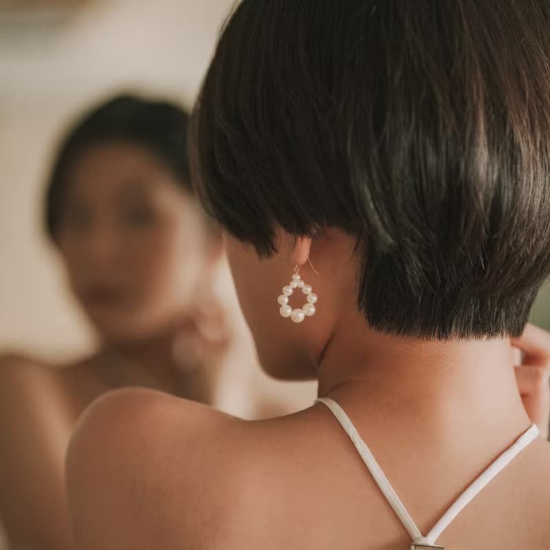 Lola_小花圈珍珠耳環