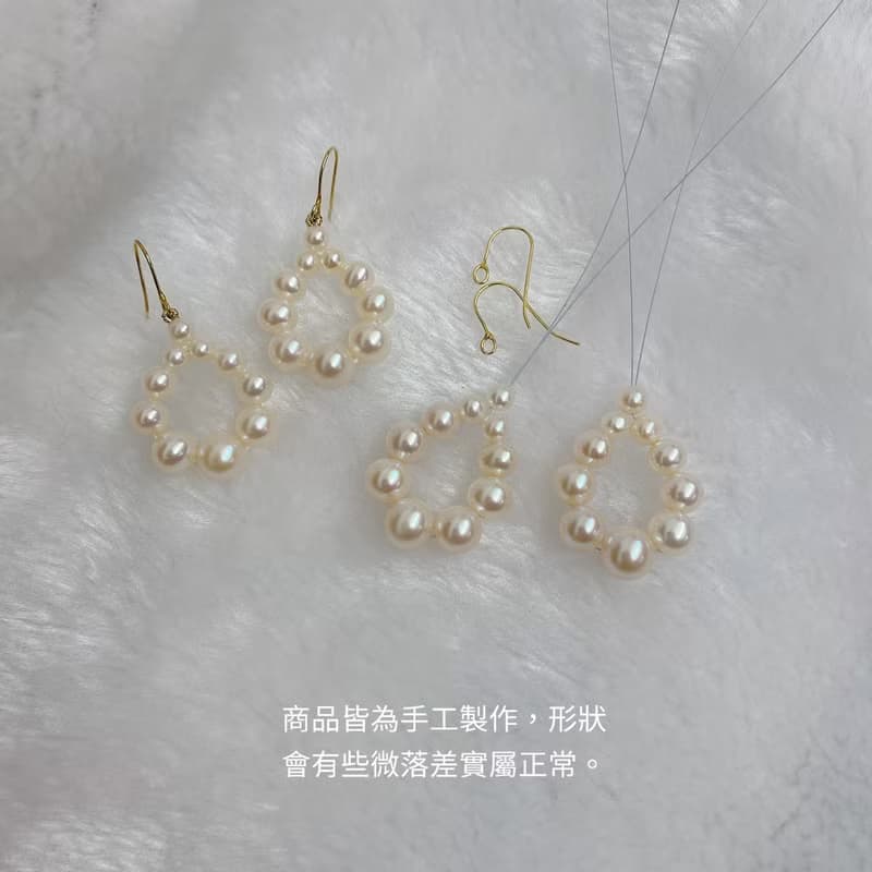 Lola_小花圈珍珠耳環