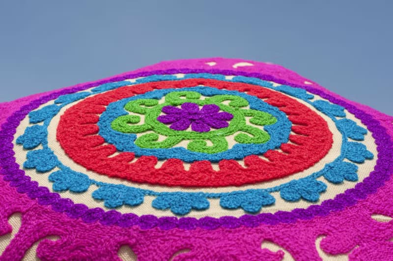 手工刺繡抱枕套 波希米亞抱枕套 民族風抱枕套-花朵俄羅斯繡針