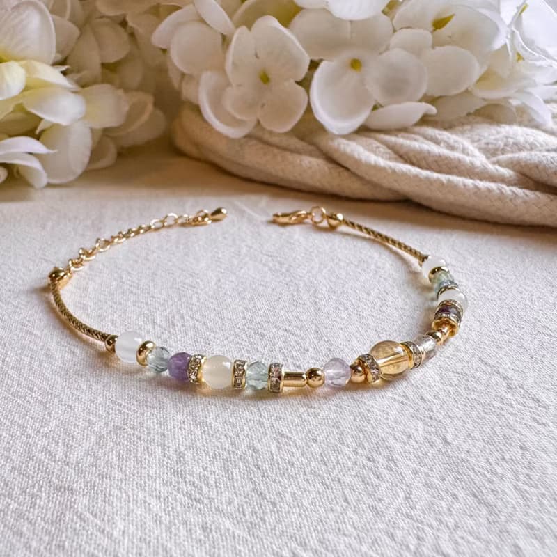 雙子座水晶手鍊手環 | 黃水晶 螢石 白月亮石 | 十二星座守護石