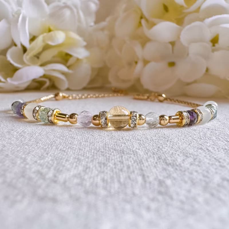 雙子座水晶手鍊手環 | 黃水晶 螢石 白月亮石 | 十二星座守護石