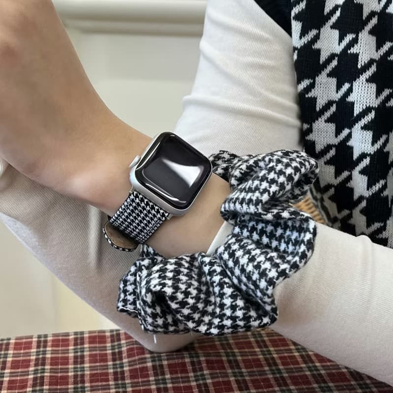 Italian hound check pattern leather strap for galaxy watch apple watch gift