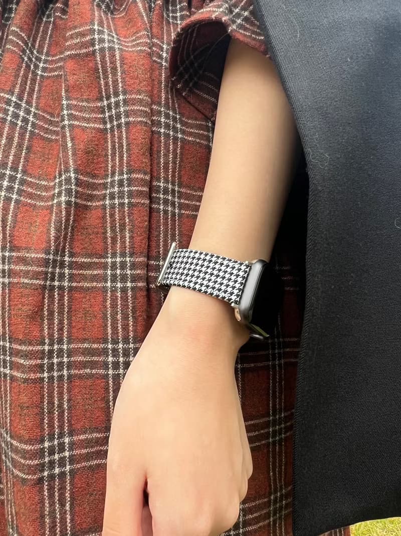 Italian hound check pattern leather strap for galaxy watch apple watch gift