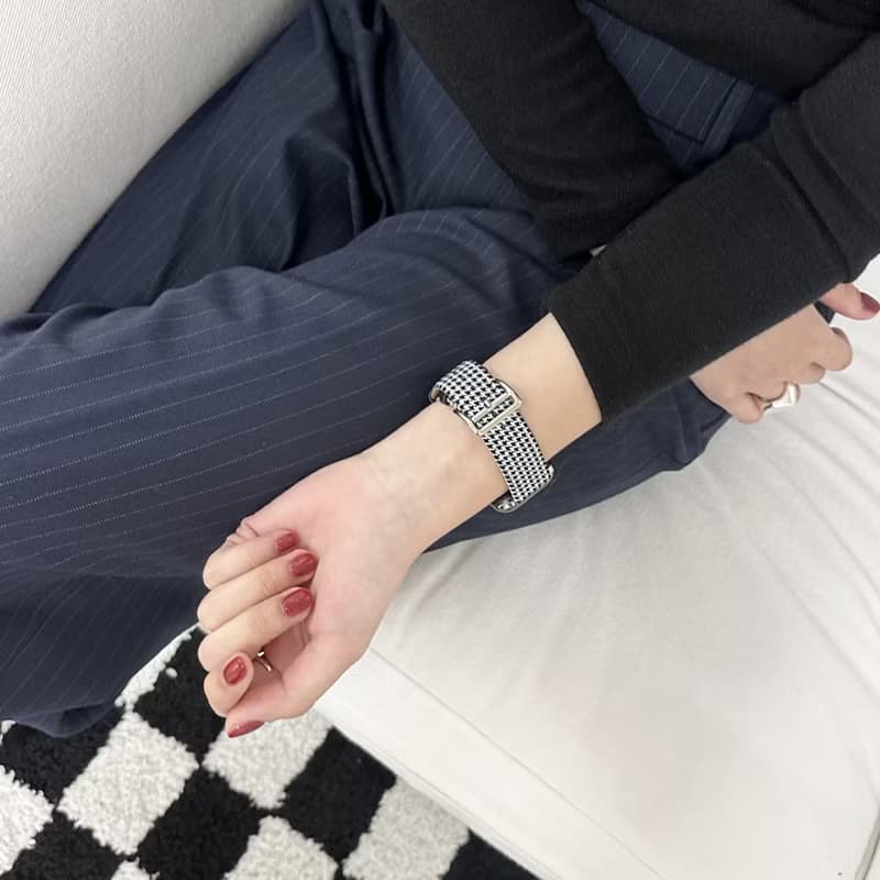Italian hound check pattern leather strap for galaxy watch apple watch gift