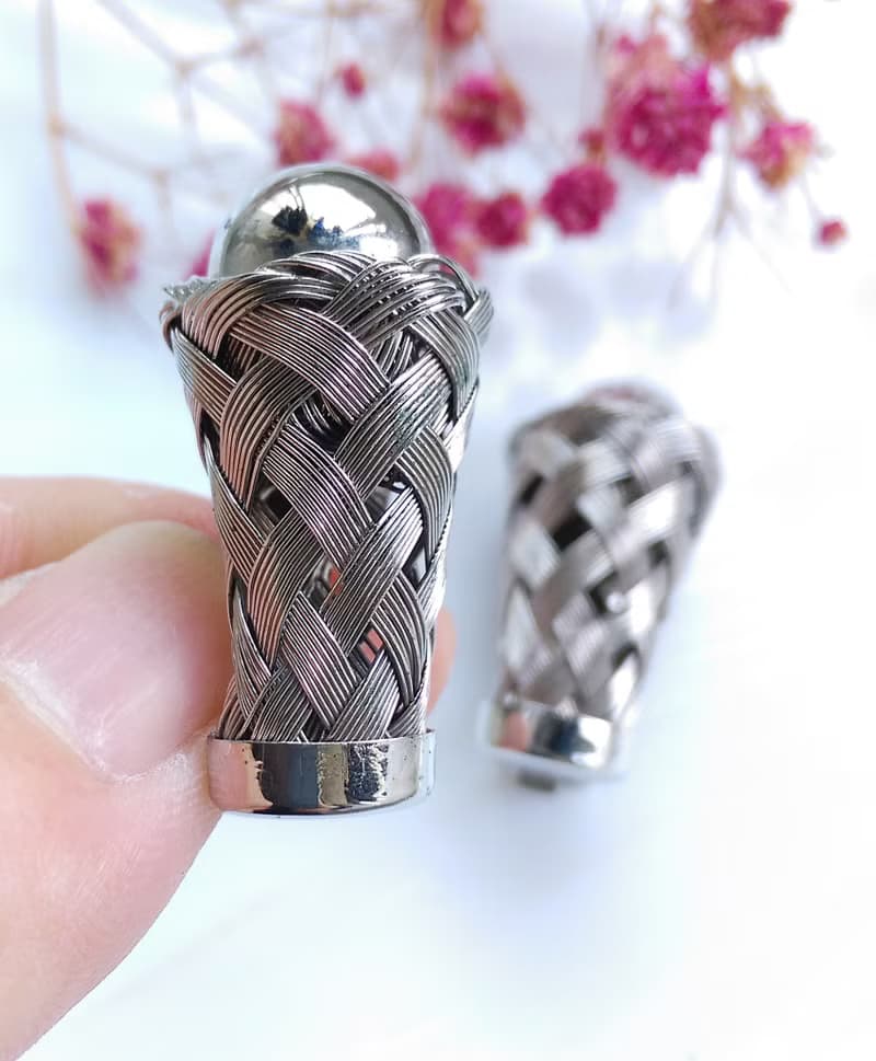 Vintage Jewelry 西洋古董飾品 銀色調 立體 補魚器 夾式耳環