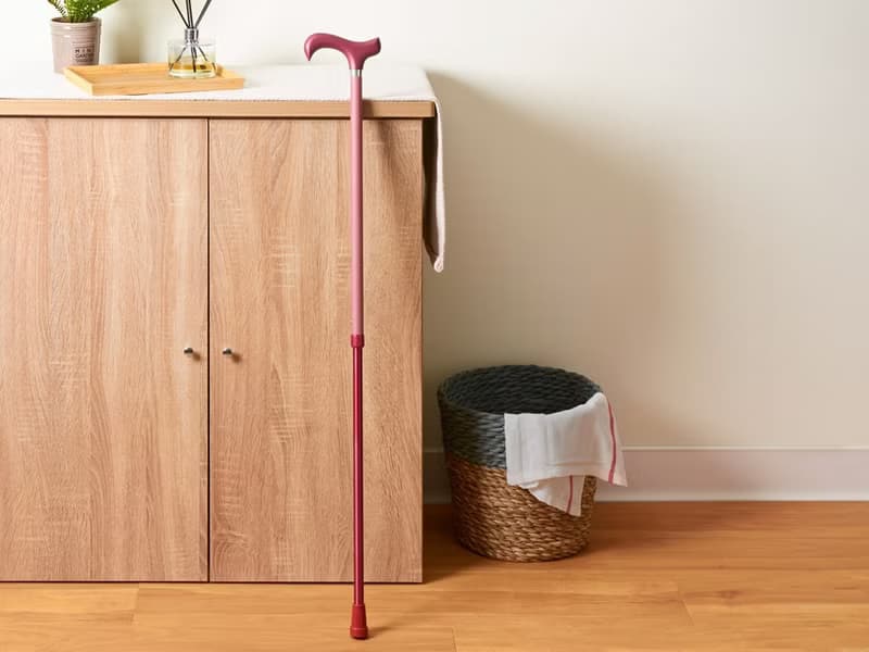 【夜晚也能安心行走】夜間時尚反光手杖 - 赤紅幾何 伸縮手杖