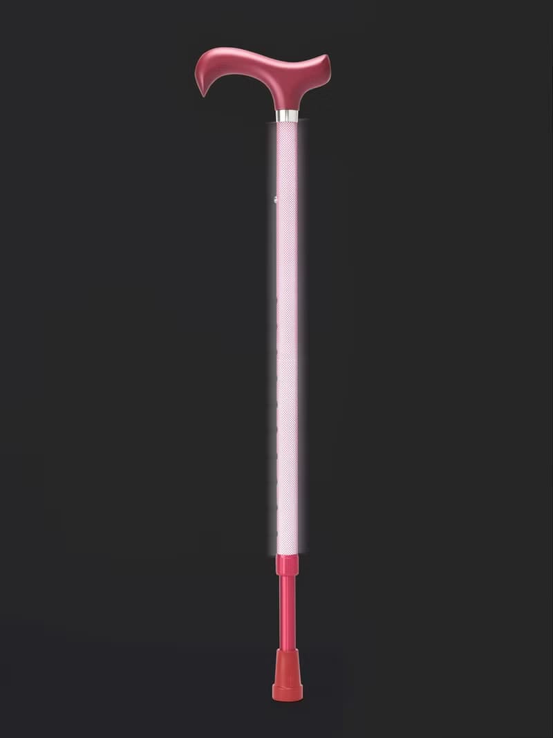 【夜晚也能安心行走】夜間時尚反光手杖 - 赤紅幾何 伸縮手杖