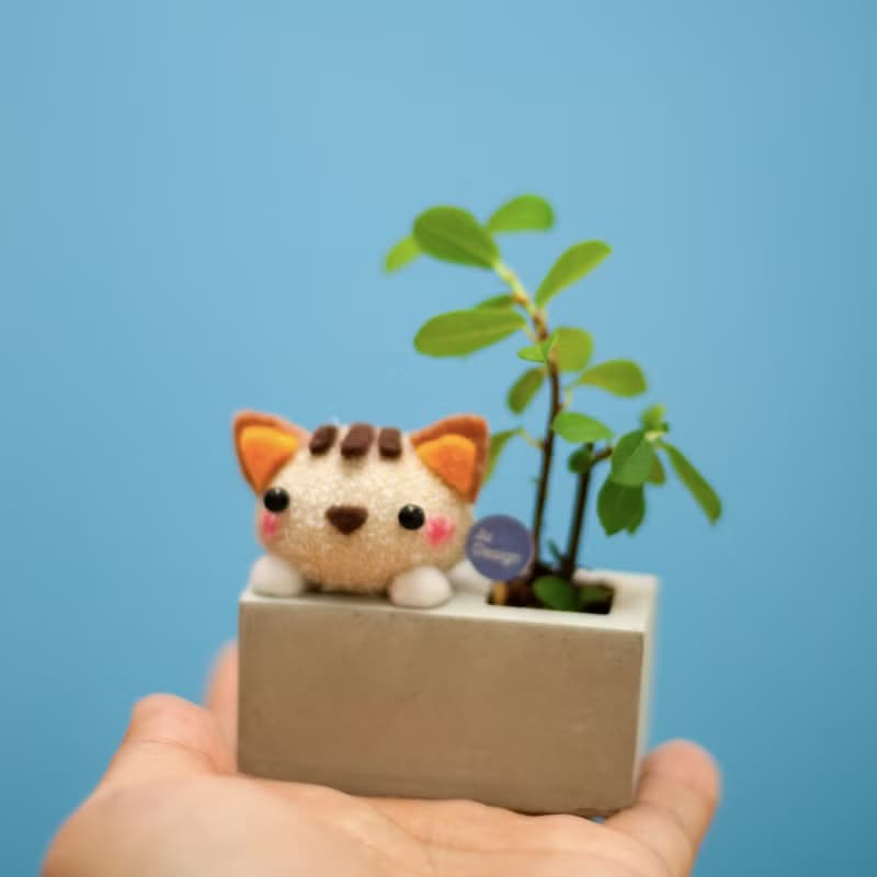 【獨家手作】清水模微景植栽 貓咪款 免縫 手作DIY材料包聖誕禮物