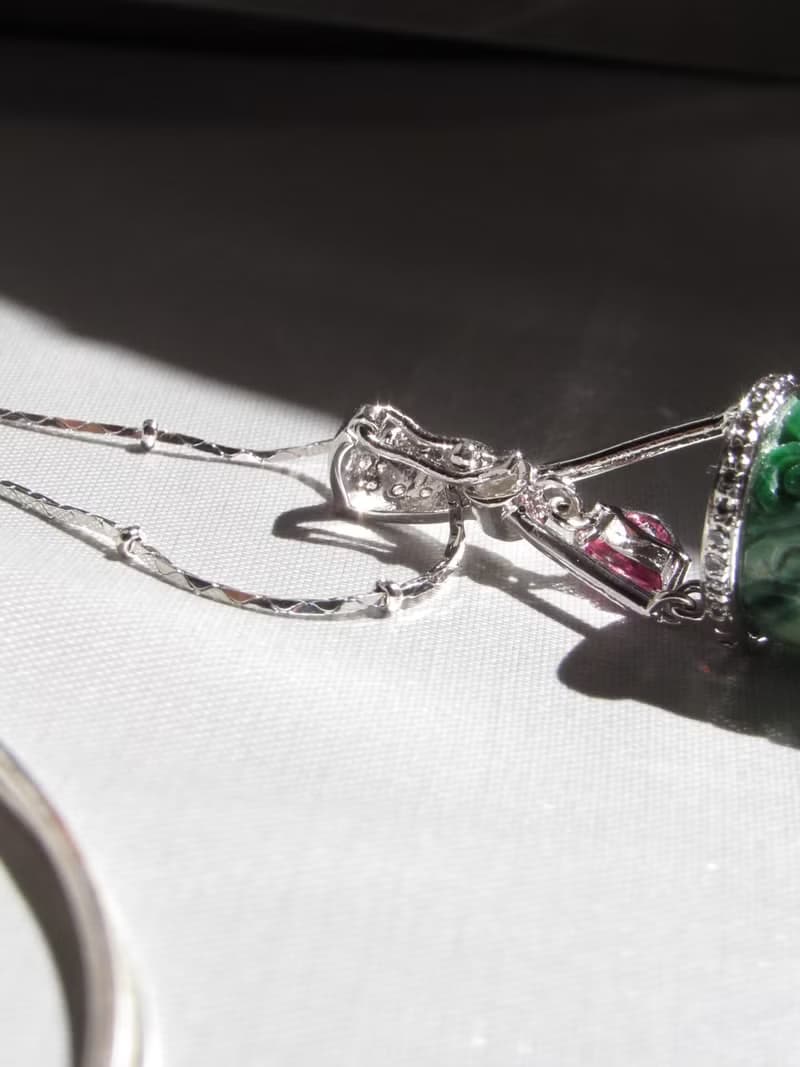 Door knocker Carved Green Jadeite Jade Hoop Earring
