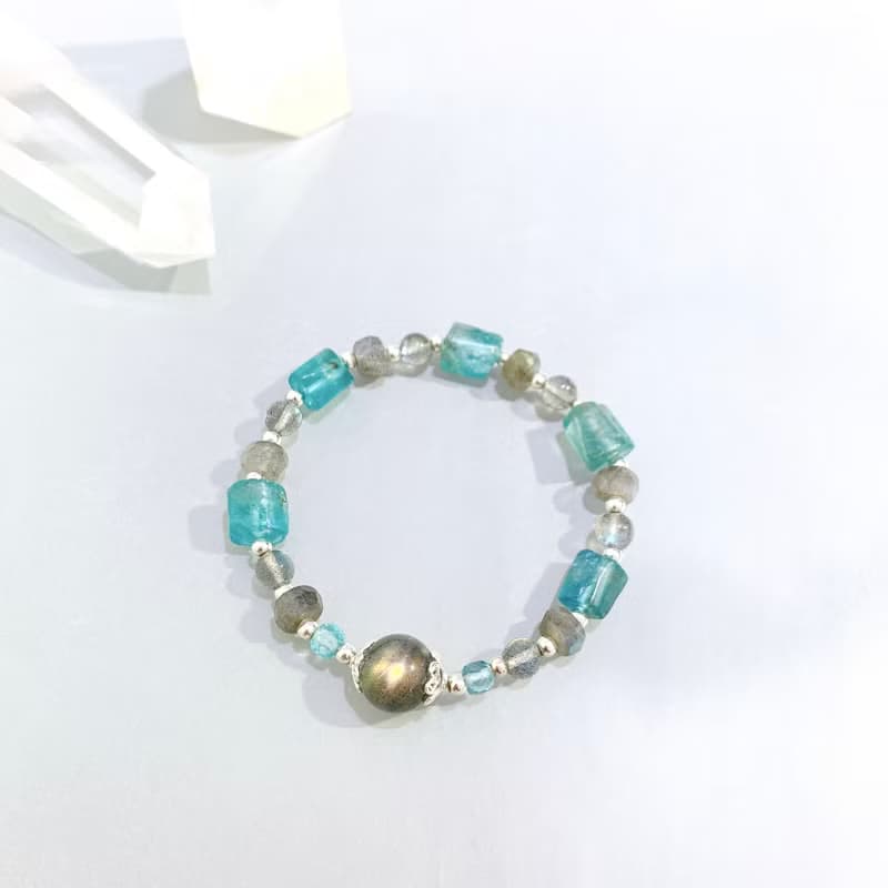 Ops Apatite Labradorite bracelet-磷灰石/純銀/拉長石/極簡