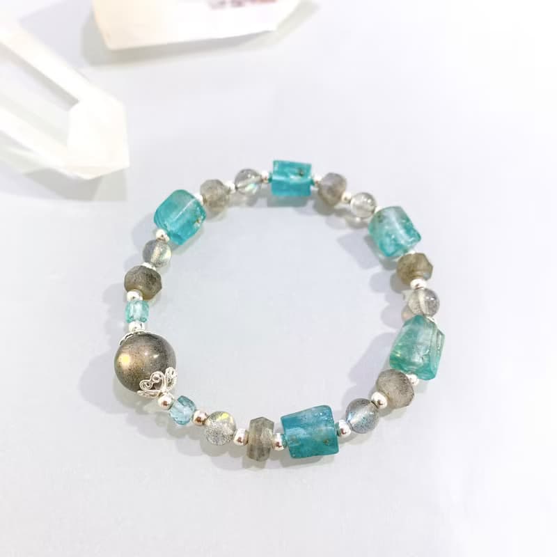 Ops Apatite Labradorite bracelet-磷灰石/純銀/拉長石/極簡