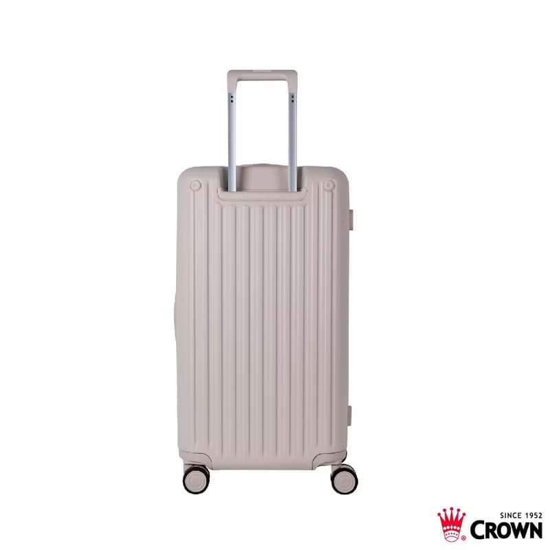 【CROWN】28吋 BOXY 前開框架胖胖拉桿箱 託運箱  燕麥奶茶色