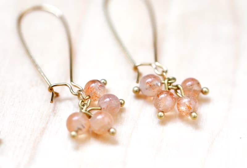 ||花火||金草莓晶/藍綠磷灰石/黃銅耳環 天然石飾品