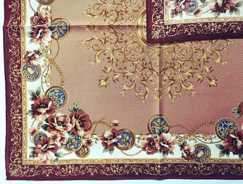 Roberta di Camerino Vintage Scarf Luxury Baroque Floral 23.5 x 23.5 inches