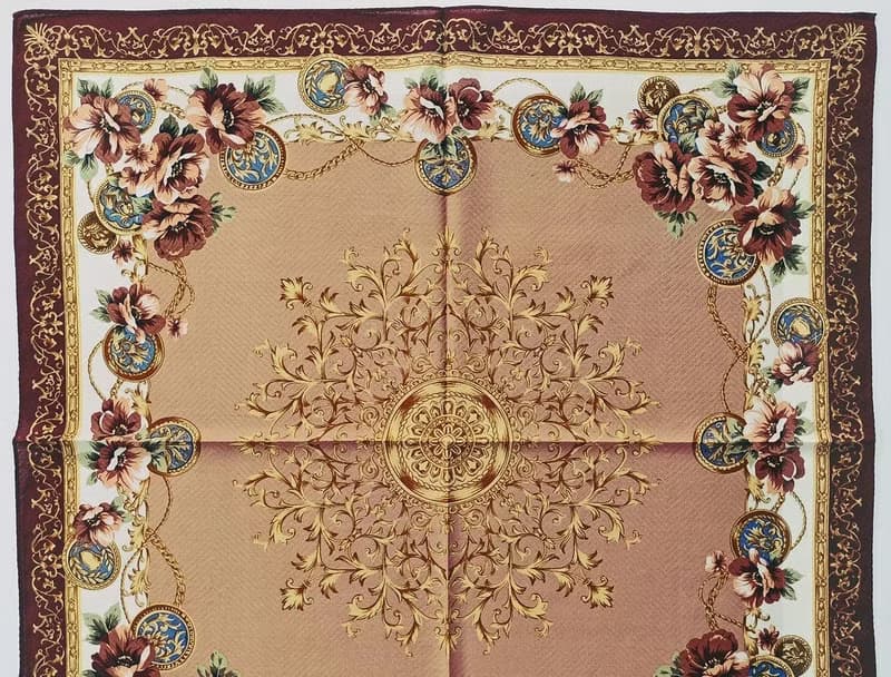 Roberta di Camerino Vintage Scarf Luxury Baroque Floral 23.5 x 23.5 inches
