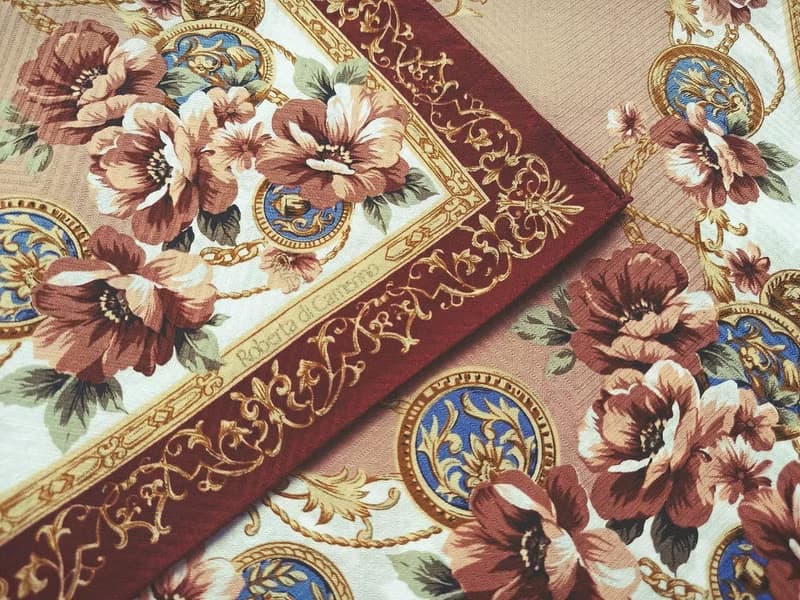 Roberta di Camerino Vintage Scarf Luxury Baroque Floral 23.5 x 23.5 inches