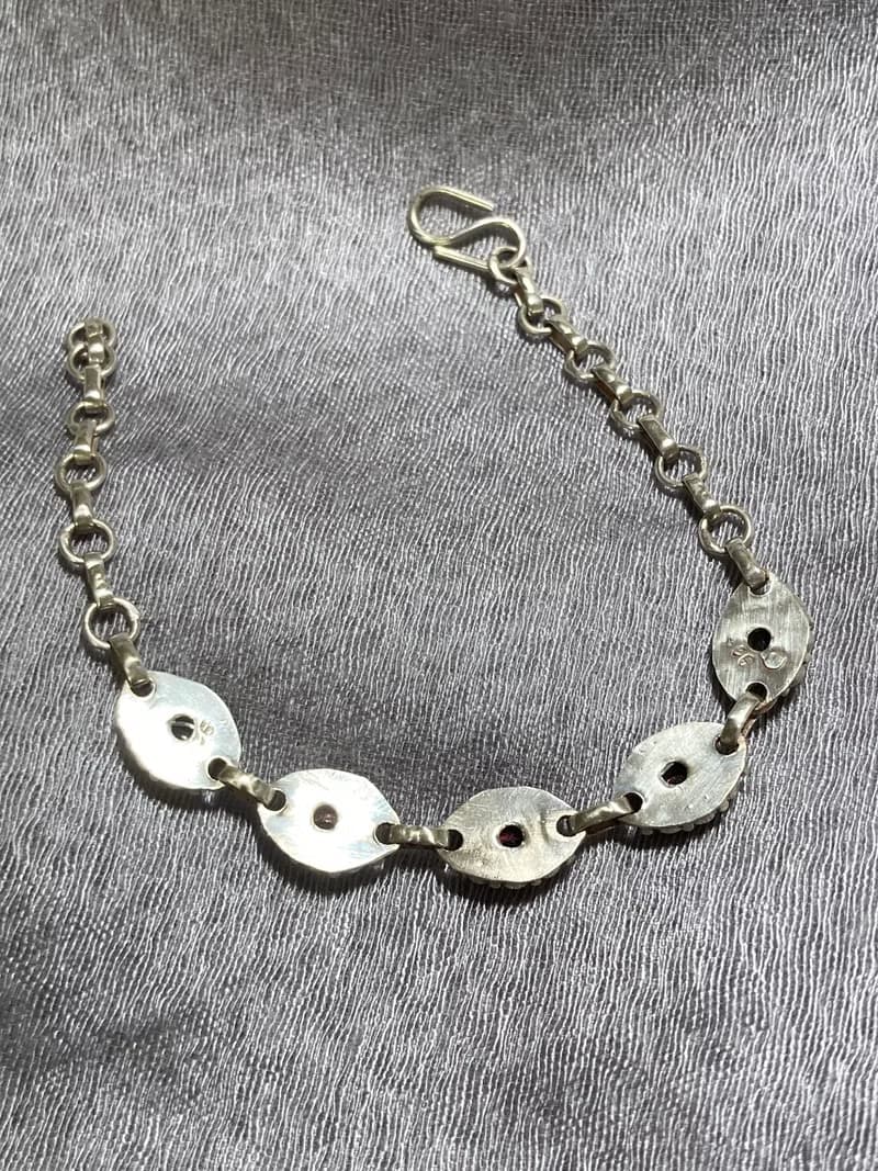 天然 切面 碧璽 手鍊 尼泊爾 手工製 925純銀