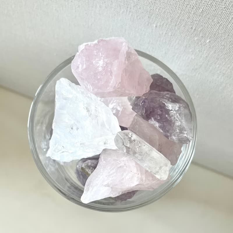 人緣富貴吸引 天然水晶擴香石 白水晶+紫水晶+粉水晶