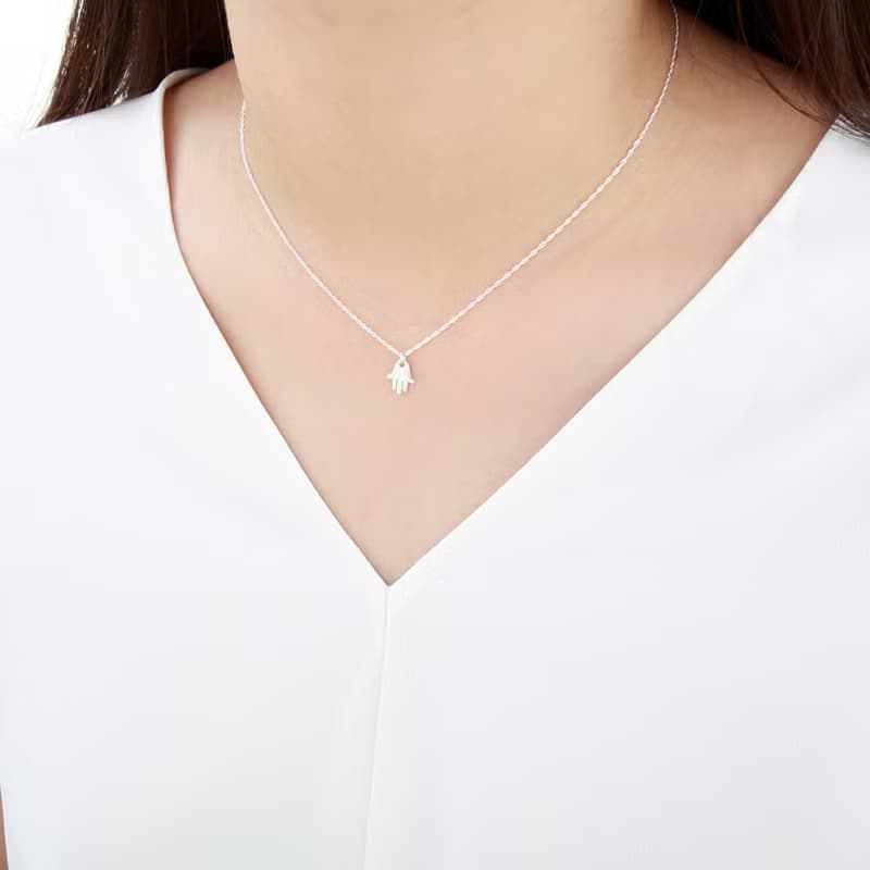 【Angel & Me】守護 好運 法蒂瑪之手 Hamsa s925 純銀 項鍊 禮物